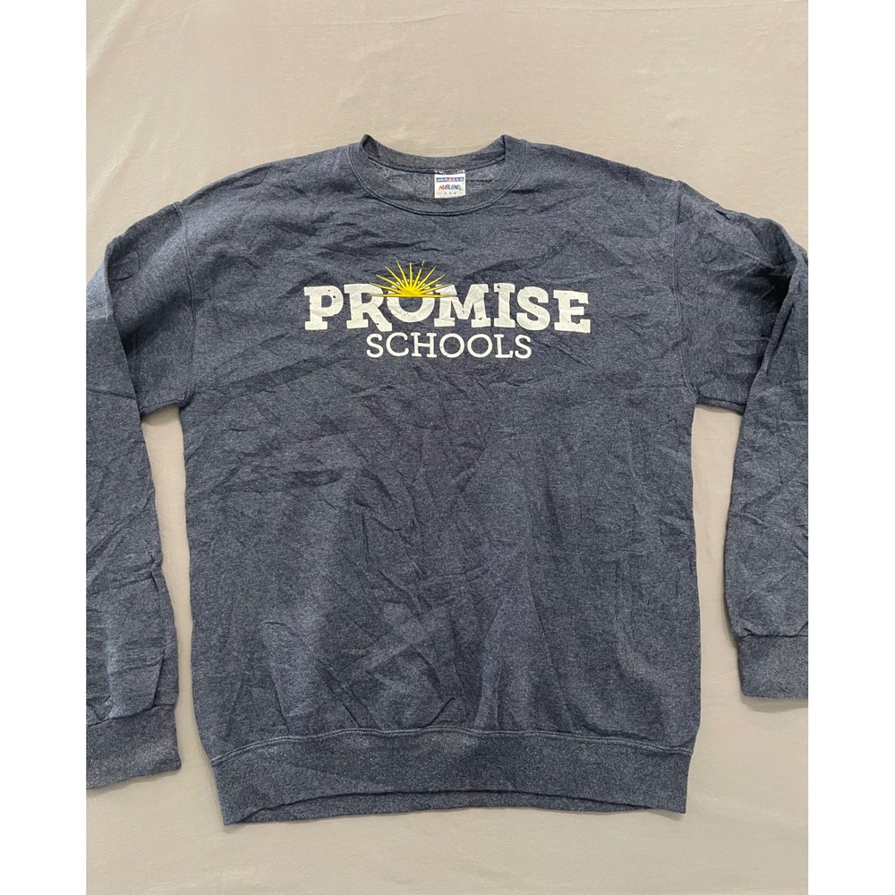 Jerzees NuBlend Promise Schools Detroit Strong Sweatshirt Mens Medium Blue